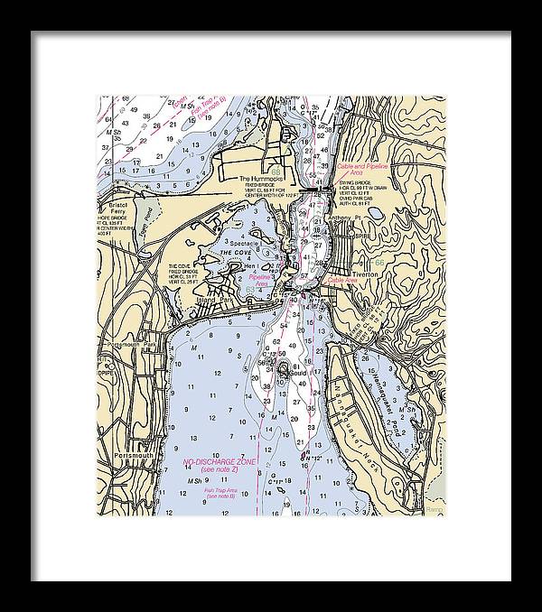 Tiverton-rhode Island Nautical Chart - Framed Print