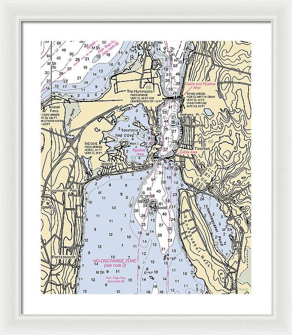 Tiverton-rhode Island Nautical Chart - Framed Print