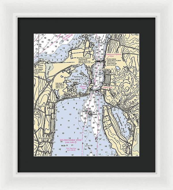 Tiverton-rhode Island Nautical Chart - Framed Print