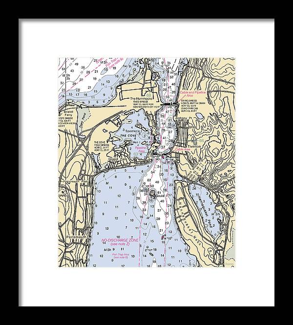 Tiverton-rhode Island Nautical Chart - Framed Print