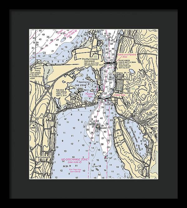 Tiverton-rhode Island Nautical Chart - Framed Print