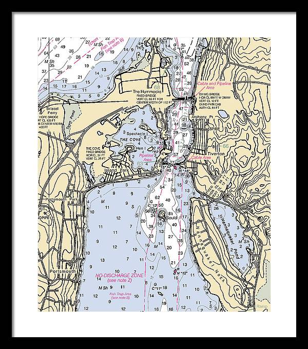 Tiverton-rhode Island Nautical Chart - Framed Print