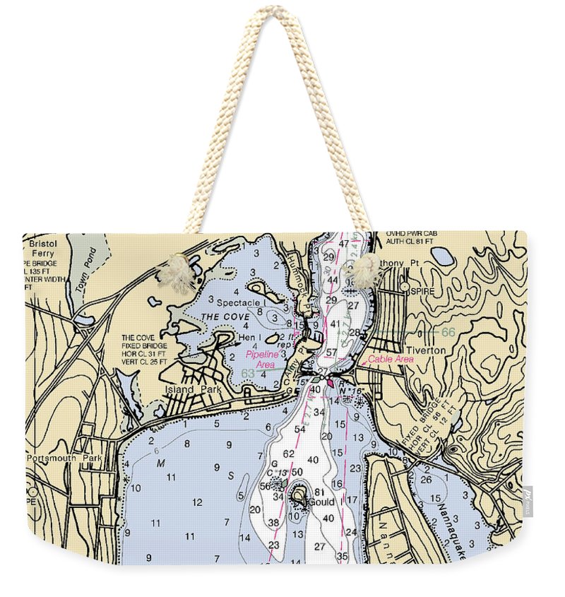 Tiverton-rhode Island Nautical Chart - Weekender Tote Bag