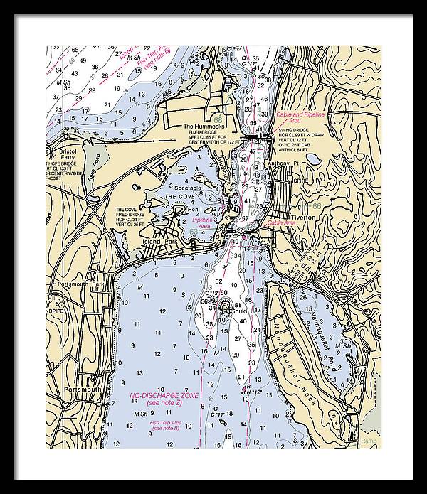 Tiverton-rhode Island Nautical Chart - Framed Print