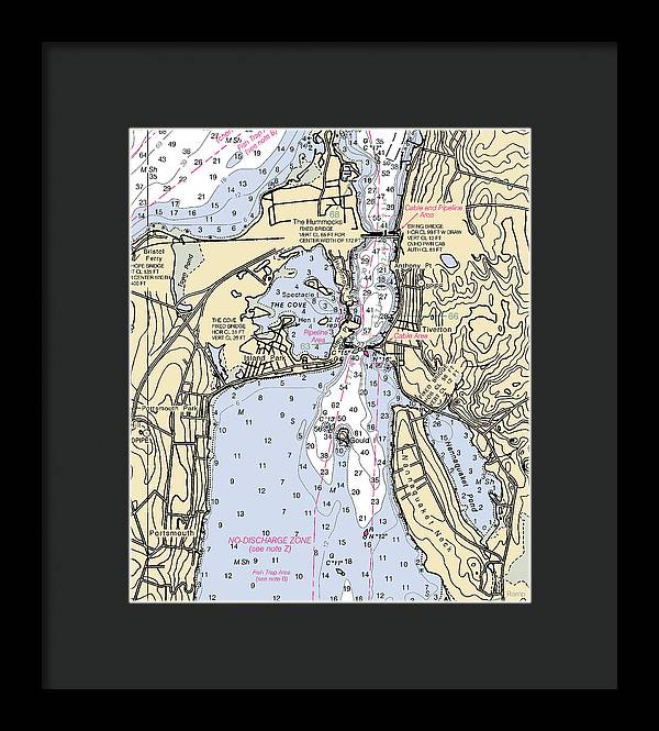 Tiverton-rhode Island Nautical Chart - Framed Print