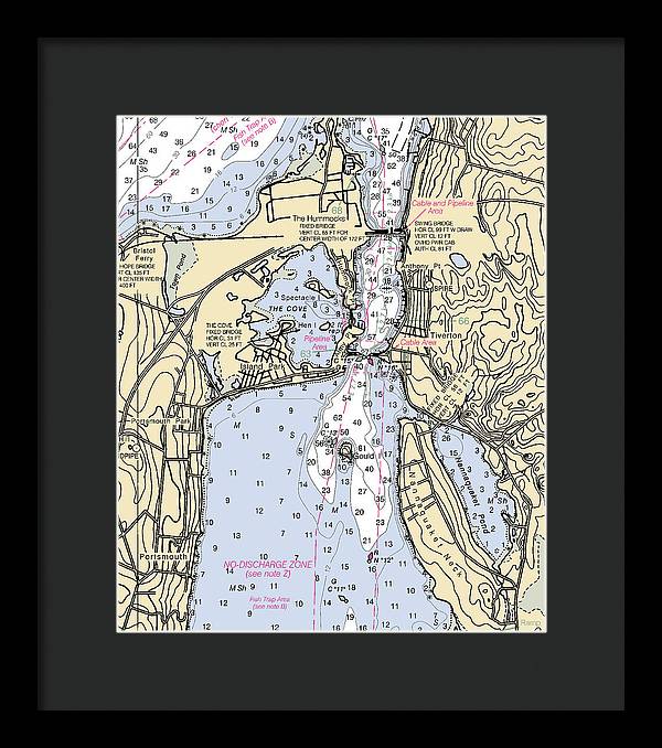 Tiverton-rhode Island Nautical Chart - Framed Print