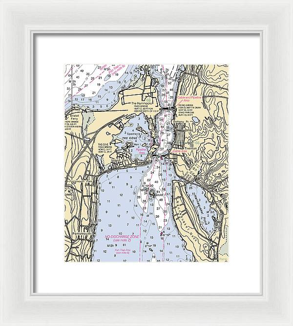 Tiverton-rhode Island Nautical Chart - Framed Print