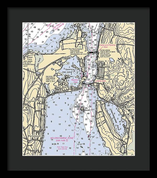 Tiverton-rhode Island Nautical Chart - Framed Print