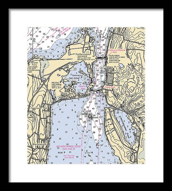 Tiverton-rhode Island Nautical Chart - Framed Print