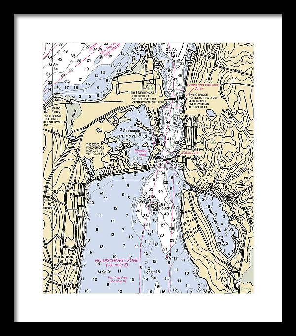 Tiverton-rhode Island Nautical Chart - Framed Print