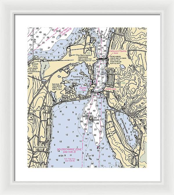 Tiverton-rhode Island Nautical Chart - Framed Print