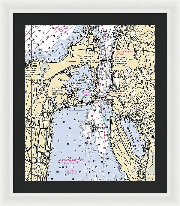 Tiverton-rhode Island Nautical Chart - Framed Print