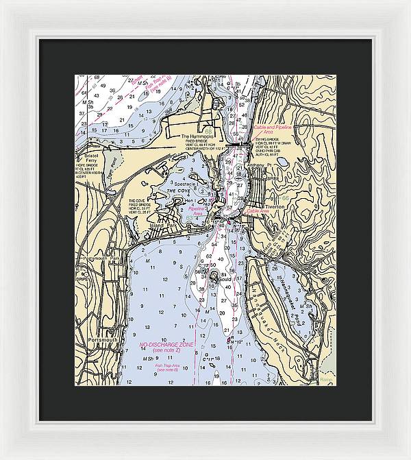 Tiverton-rhode Island Nautical Chart - Framed Print