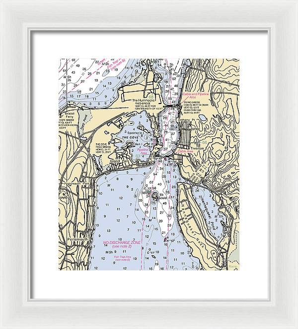 Tiverton-rhode Island Nautical Chart - Framed Print