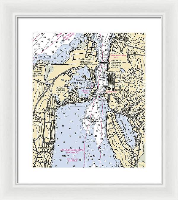 Tiverton-rhode Island Nautical Chart - Framed Print