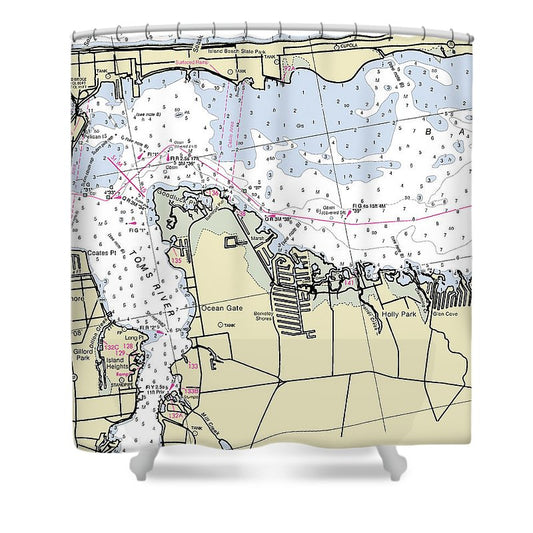 Toms River New Jersey Nautical Chart Shower Curtain