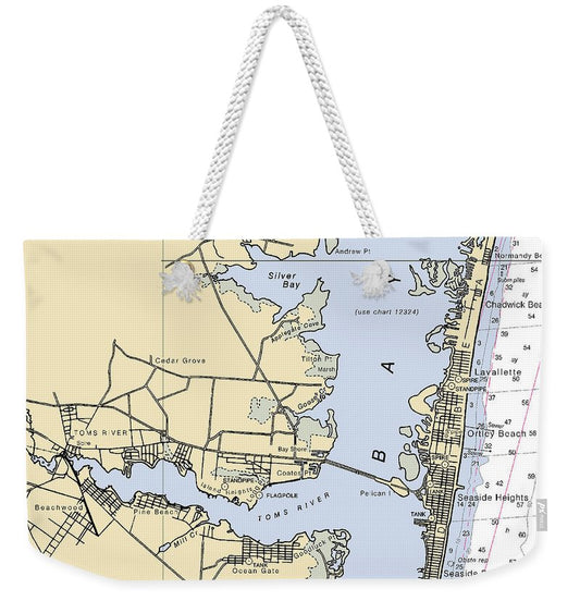 Toms River -new Jersey Nautical Chart _v4 - Weekender Tote Bag