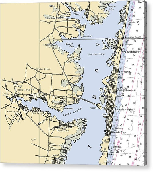 Toms River -New Jersey Nautical Chart _V4  Acrylic Print