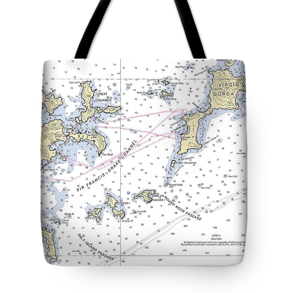 Tortola Virgin Gorda-virgin Islands Nautical Chart - Tote Bag