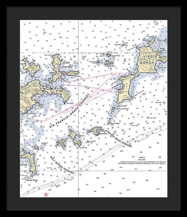 Tortola Virgin Gorda-virgin Islands Nautical Chart - Framed Print