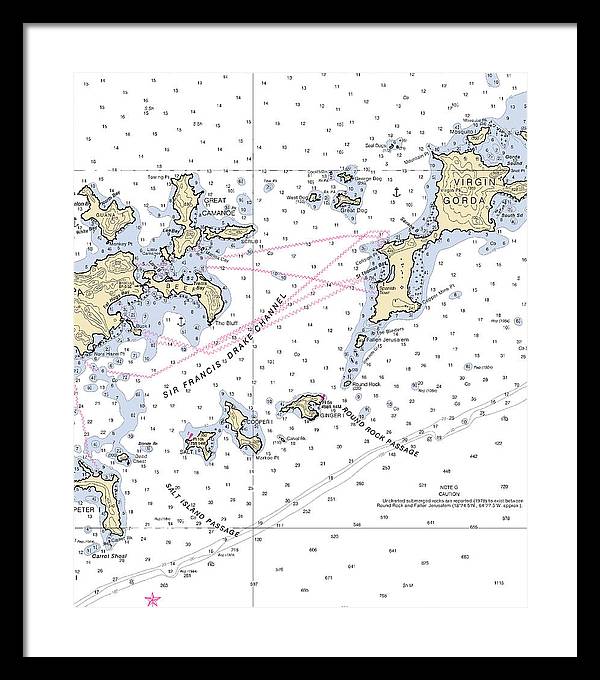 Tortola Virgin Gorda-virgin Islands Nautical Chart - Framed Print