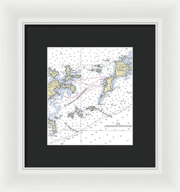 Tortola Virgin Gorda-virgin Islands Nautical Chart - Framed Print