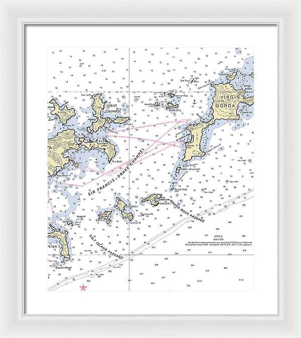 Tortola Virgin Gorda-virgin Islands Nautical Chart - Framed Print