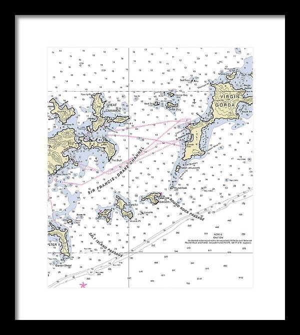 Tortola Virgin Gorda-virgin Islands Nautical Chart - Framed Print