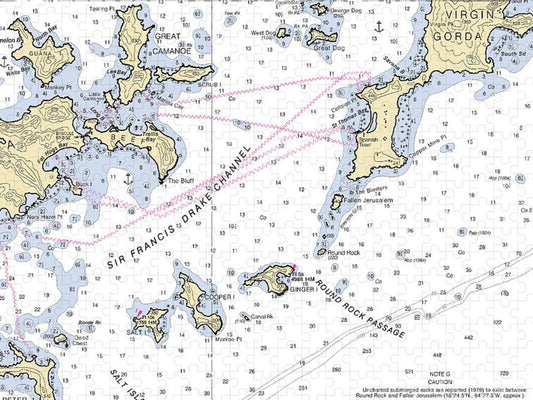 Tortola Virgin Gorda Virgin Islands Nautical Chart Puzzle