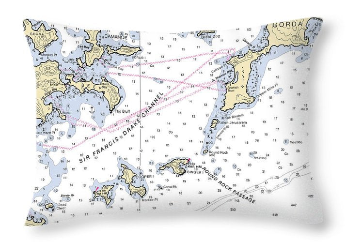 Tortola Virgin Gorda-virgin Islands Nautical Chart - Throw Pillow