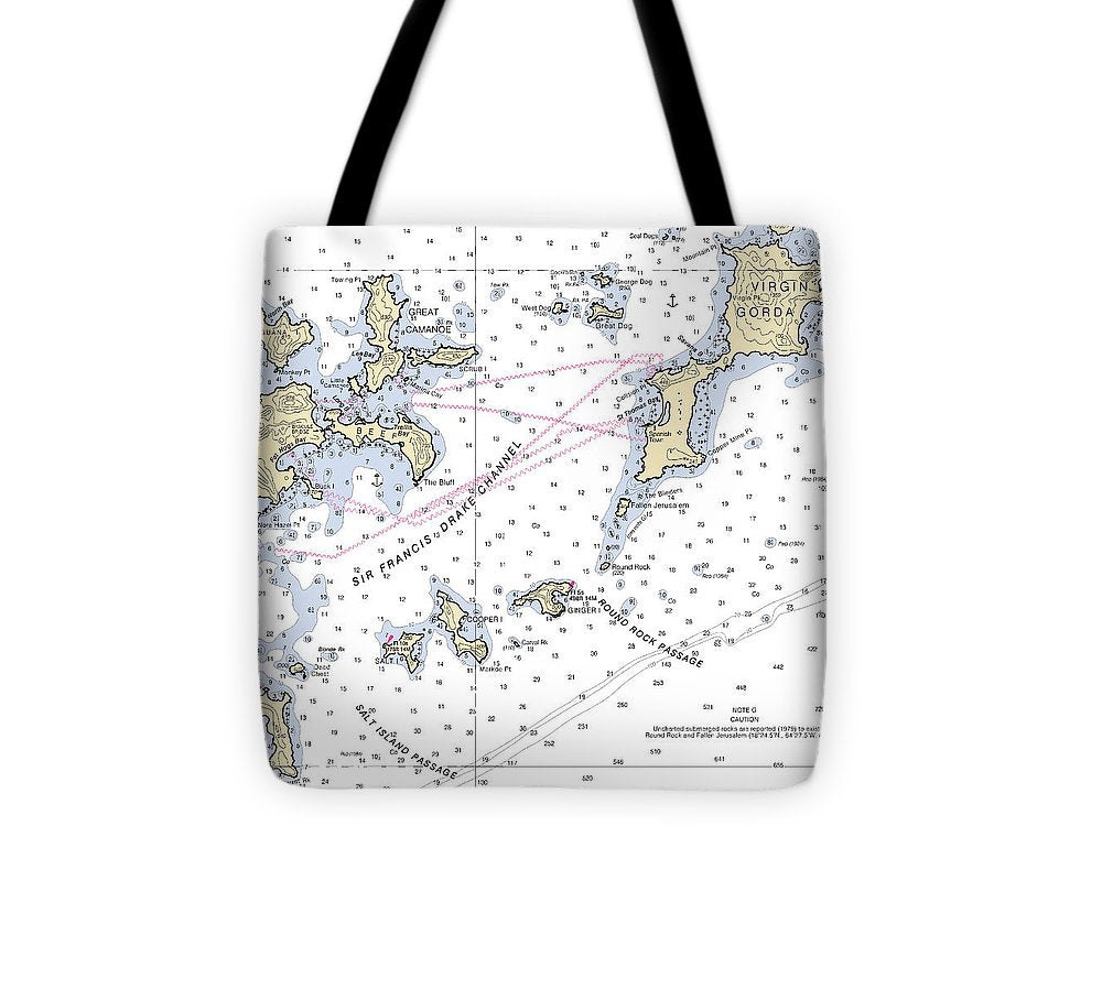 Tortola Virgin Gorda Virgin Islands Nautical Chart Tote Bag