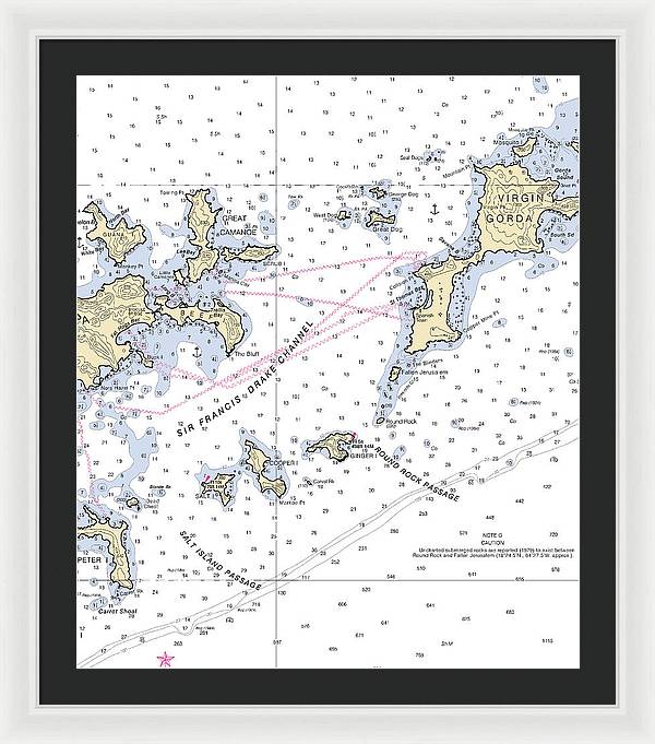 Tortola Virgin Gorda-virgin Islands Nautical Chart - Framed Print