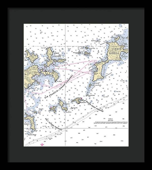 Tortola Virgin Gorda-virgin Islands Nautical Chart - Framed Print