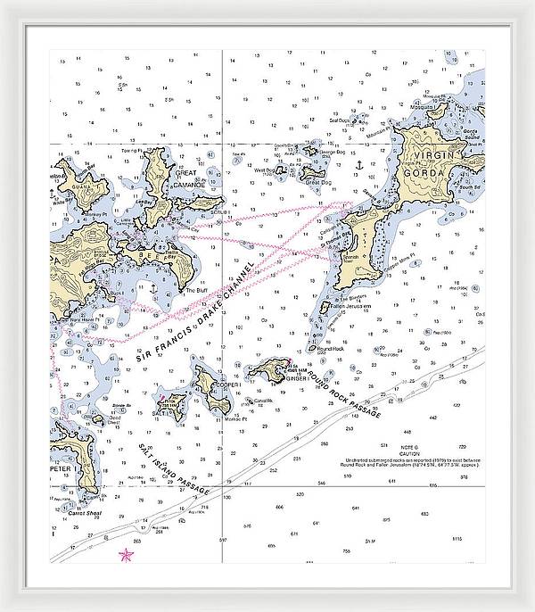 Tortola Virgin Gorda-virgin Islands Nautical Chart - Framed Print