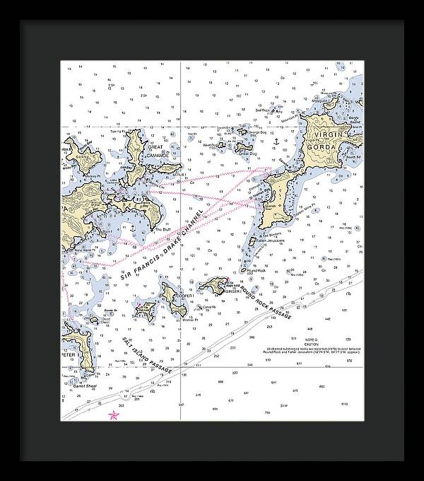 Tortola Virgin Gorda-virgin Islands Nautical Chart - Framed Print