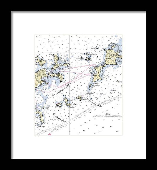 Tortola Virgin Gorda-virgin Islands Nautical Chart - Framed Print