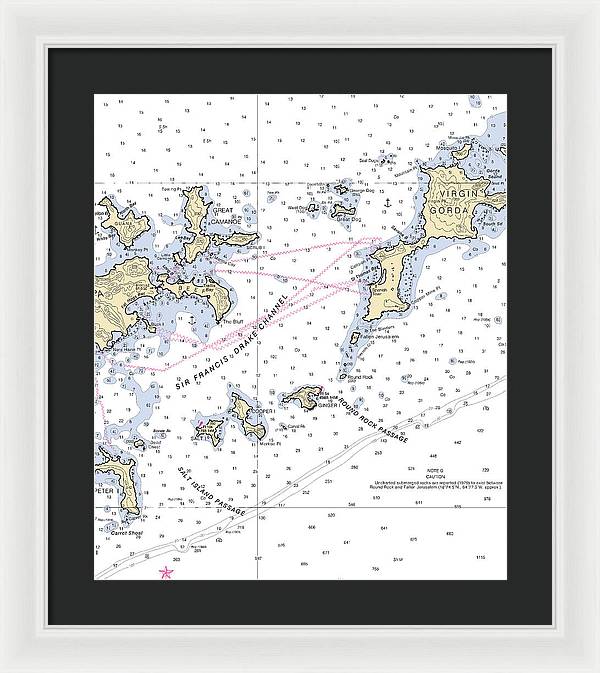 Tortola Virgin Gorda-virgin Islands Nautical Chart - Framed Print