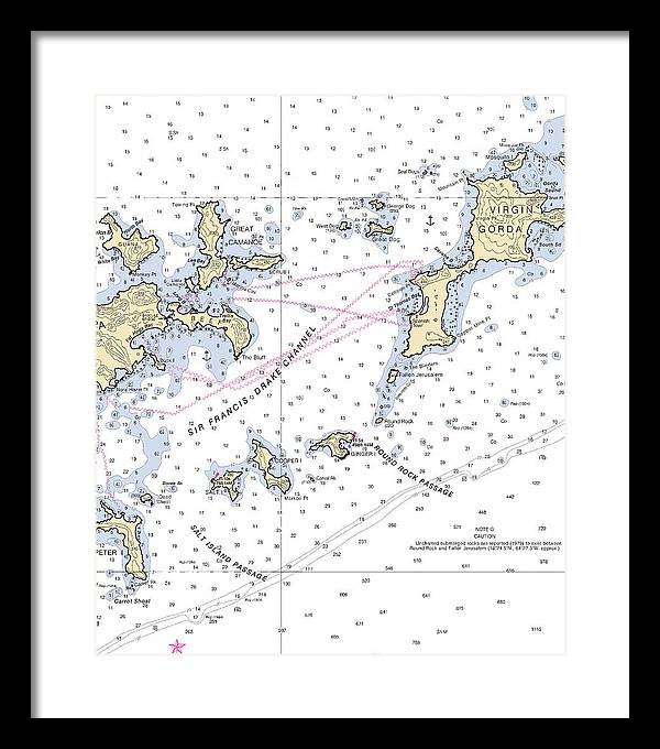 Tortola Virgin Gorda-virgin Islands Nautical Chart - Framed Print