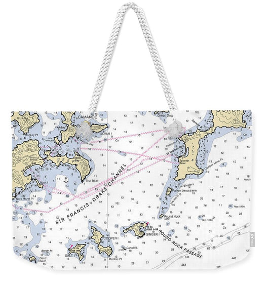 Tortola Virgin Gorda-virgin Islands Nautical Chart - Weekender Tote Bag