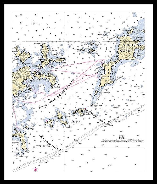 Tortola Virgin Gorda-virgin Islands Nautical Chart - Framed Print