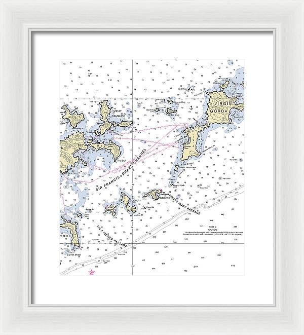 Tortola Virgin Gorda-virgin Islands Nautical Chart - Framed Print