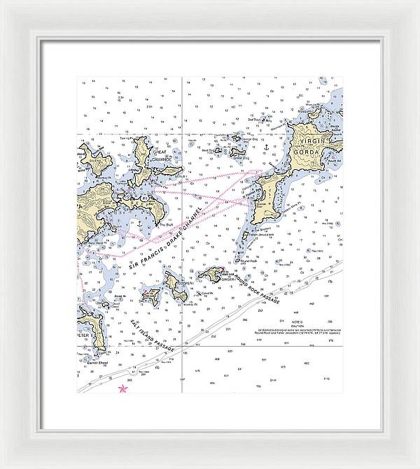 Tortola Virgin Gorda-virgin Islands Nautical Chart - Framed Print