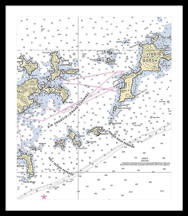 Tortola Virgin Gorda-virgin Islands Nautical Chart - Framed Print