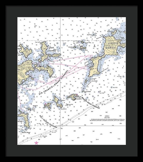 Tortola Virgin Gorda-virgin Islands Nautical Chart - Framed Print