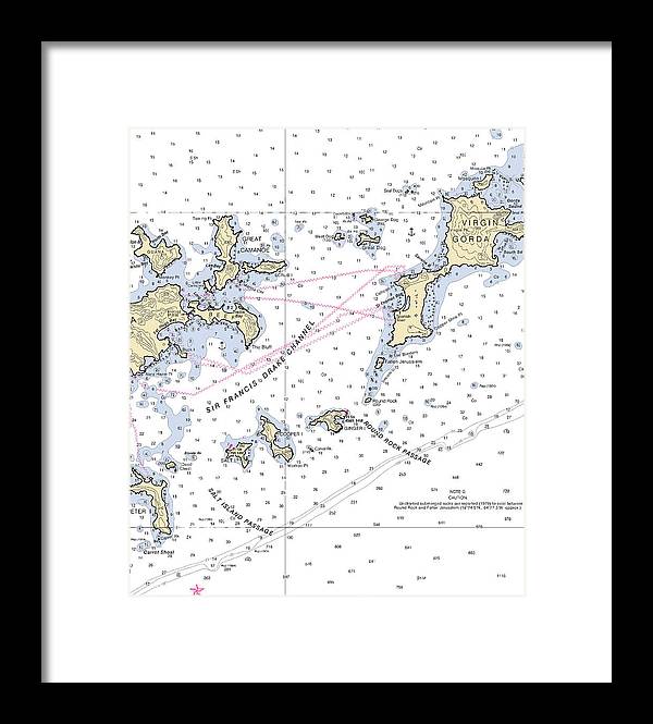 Tortola Virgin Gorda-virgin Islands Nautical Chart - Framed Print