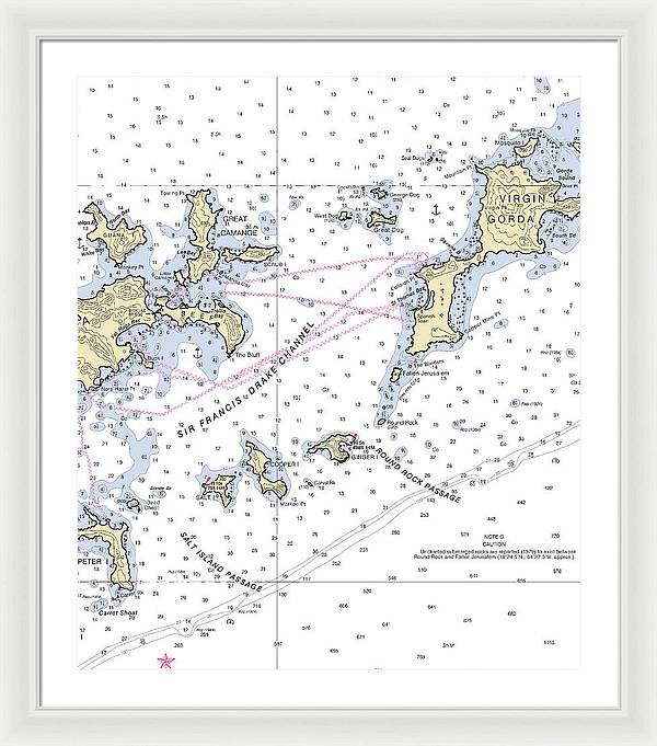 Tortola Virgin Gorda-virgin Islands Nautical Chart - Framed Print