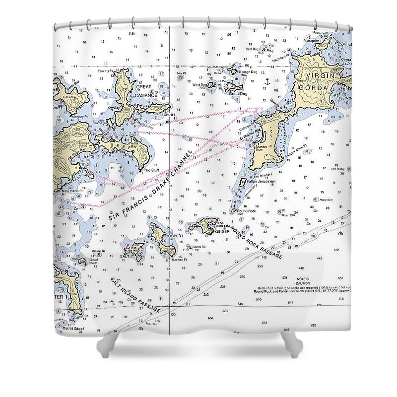 Tortola Virgin Gorda Virgin Islands Nautical Chart Shower Curtain