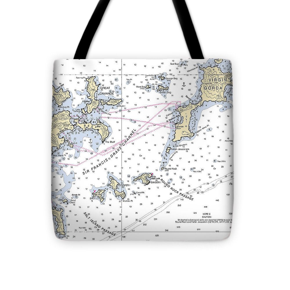 Tortola Virgin Gorda-virgin Islands Nautical Chart - Tote Bag