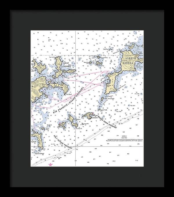 Tortola Virgin Gorda-virgin Islands Nautical Chart - Framed Print