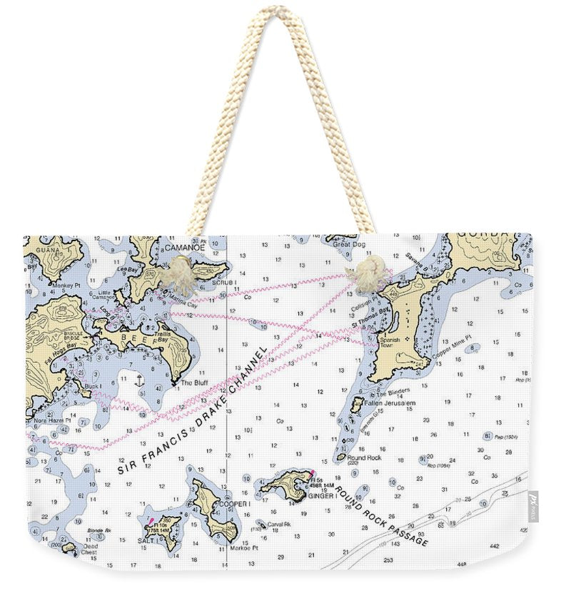 Tortola Virgin Gorda-virgin Islands Nautical Chart - Weekender Tote Bag